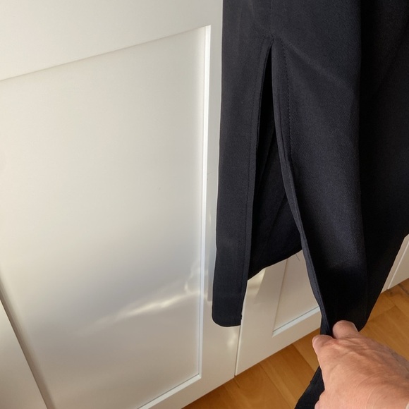 o.p.t Black Dress Women's S Side Slit, Ruching Fully Lined Below Knee Formal EUC - Picture 4 of 8